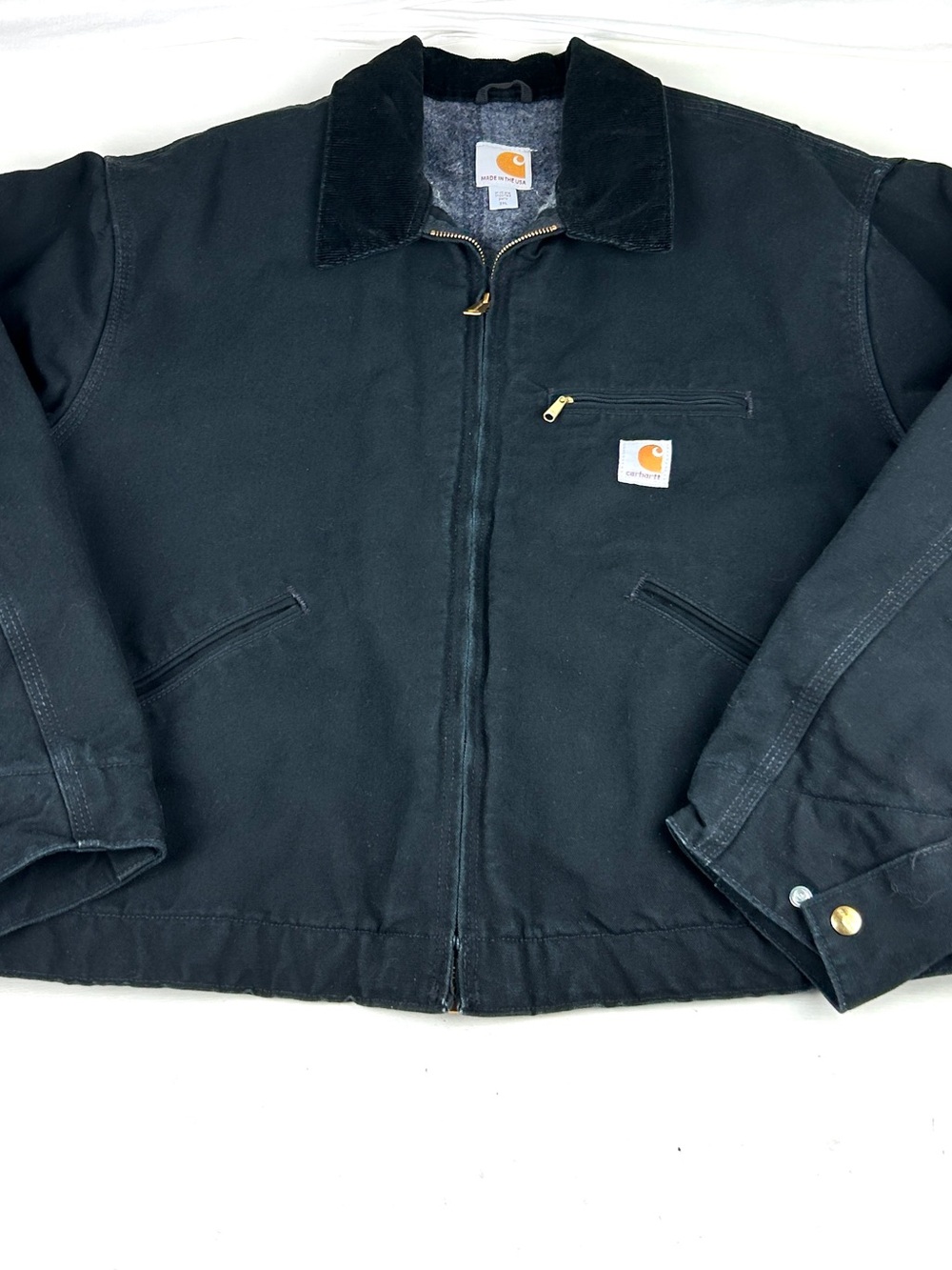 Carhartt J01 BLK Detroit Blanket Lined Canvas Work Jacket Size 2XL Made In USA